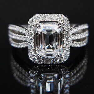 😍Radiant Cut CZ Three Layer Stackable Silver Plated Dainty Wedding Ring, L145